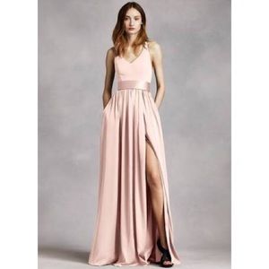 Vera Wang V Neck Halter Gown. Size 6. Color Blush